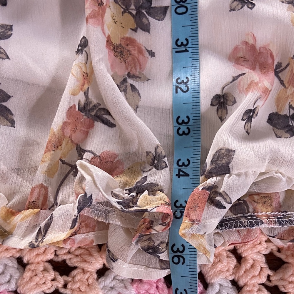 J for Justify Floral Sleeveless Tank Sun Mini Dress Sheer Ruffle 1X Sheer - Picture 4 of 13